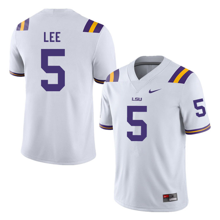 Men #5 Devonta Lee LSU Tigers College Football Jerseys Sale-White